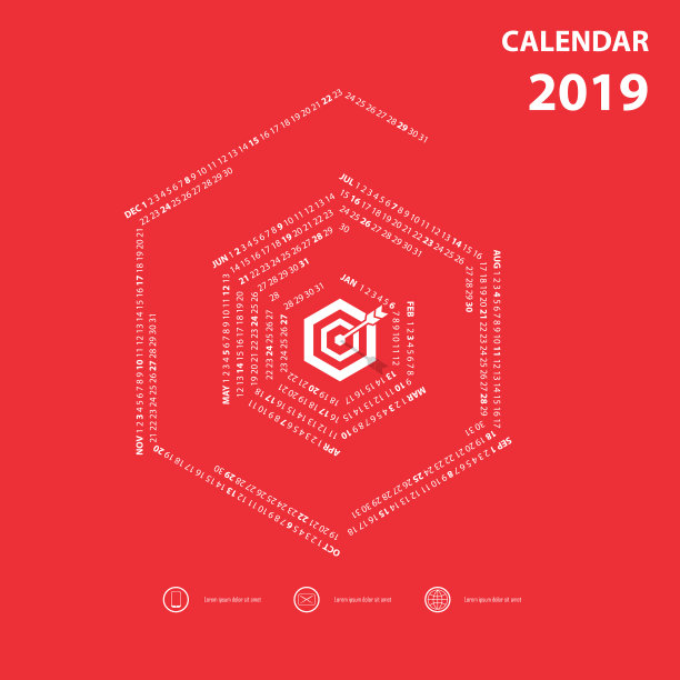 2019日历模板六角形图片 2019日历模板六角形图片下载