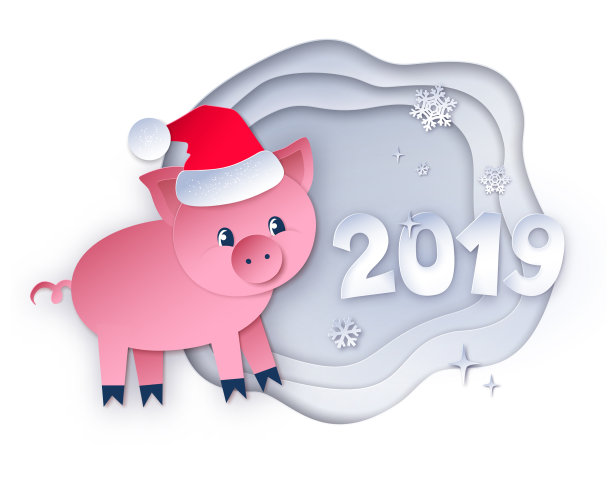 新年猪和2019年数字图片 新年猪和2019年数字图片下载