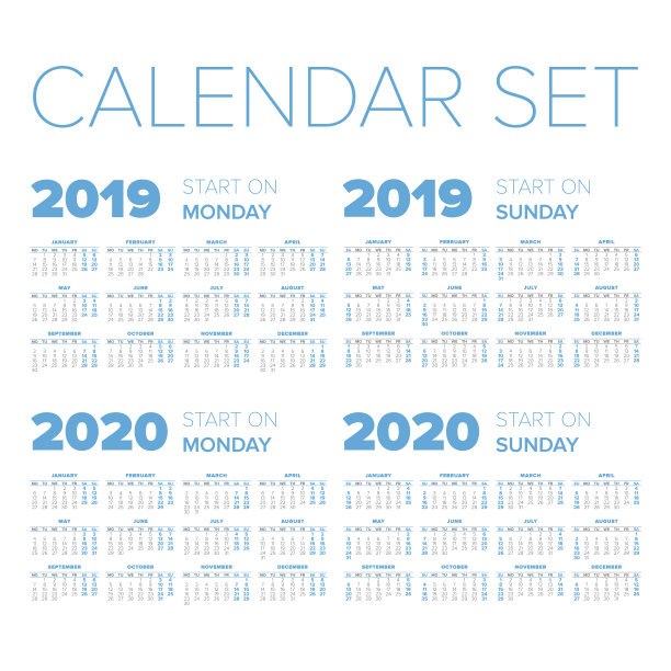 简单的2019-2020年日历设置图片 简单的2019-2020年日历设置图片下载