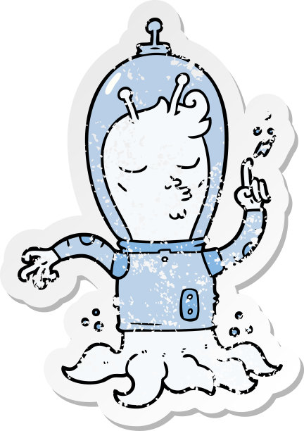 一个卡通外星人的苦恼贴纸图片 一个卡通外星人的苦恼贴纸图片下载