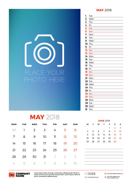 2018年5月日历计划模板图片 2018年5月日历计划模板图片下载