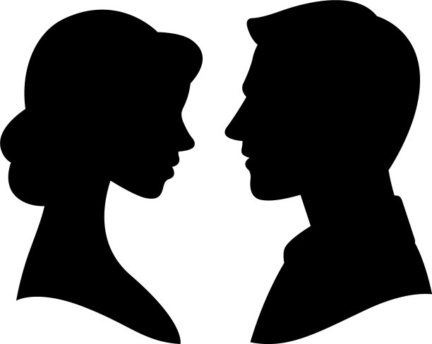 剪影cameo男人和女人肖像在侧面图片 剪影cameo男人和女人肖像在侧面图片下载