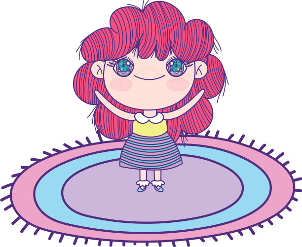 可爱的卡通小女孩站在地毯上图片 可爱的卡通小女孩站在地毯上图片下载