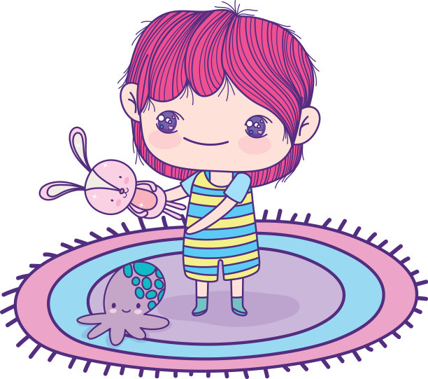 可爱的小男孩和玩具兔子和章鱼图片 可爱的小男孩和玩具兔子和章鱼图片下载