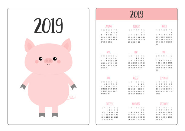猪小猪简单口袋日历布局2019新图片 猪小猪简单口袋日历布局2019新图片下载