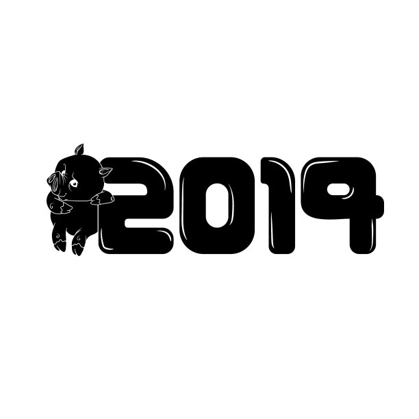 2019标志上有一只小猪靠在上面图片 2019标志上有一只小猪靠在上面图片下载