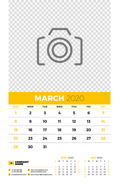 2020年3月的挂历计划器模板图片 2020年3月的挂历计划器模板图片下载