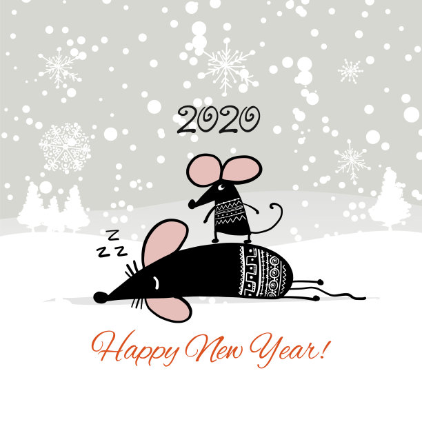 圣诞卡片与有趣的鼠标符号2020图片 圣诞卡片与有趣的鼠标符号2020图片下载