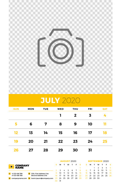 2020年7月周的挂历计划器模板图片 2020年7月周的挂历计划器模板图片下载