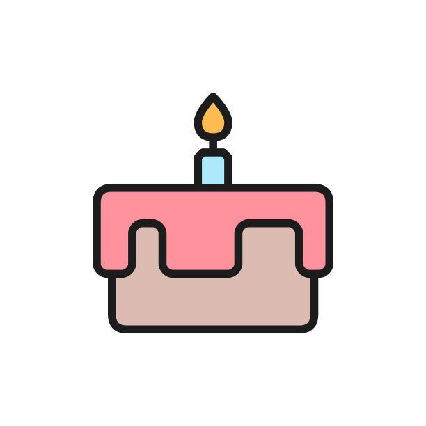 第一个生日蛋糕的平面颜色图标图片 第一个生日蛋糕的平面颜色图标图片下载