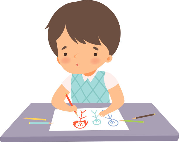可爱的男孩坐在桌子上画画图片 可爱的男孩坐在桌子上画画图片下载