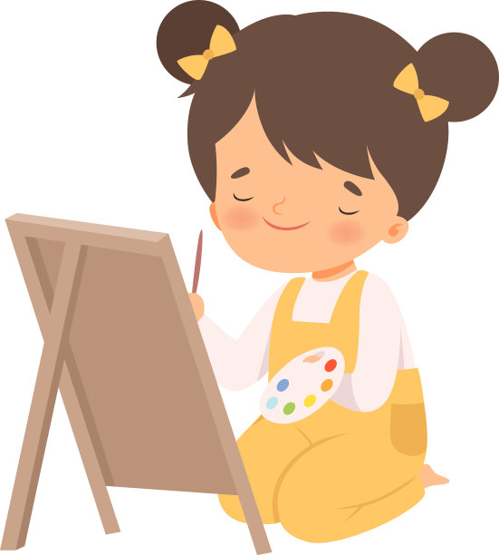 可爱的女孩坐在地板上画画图片 可爱的女孩坐在地板上画画图片下载