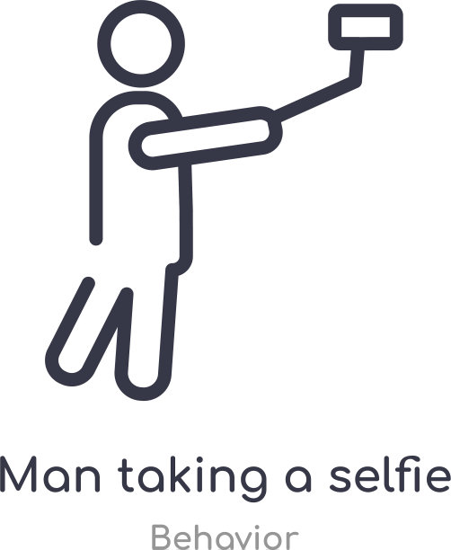 男子自拍轮廓图标孤立线图片 男子自拍轮廓图标孤立线图片下载