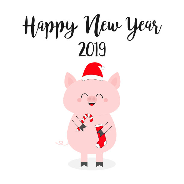 祝小猪新年2019圣诞手捧糖果图片 祝小猪新年2019圣诞手捧糖果图片下载