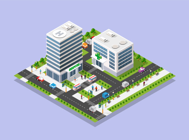 医院等距3d建筑图片 医院等距3d建筑图片下载
