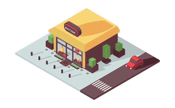 时尚建筑商店外部等距3d图片 时尚建筑商店外部等距3d图片下载