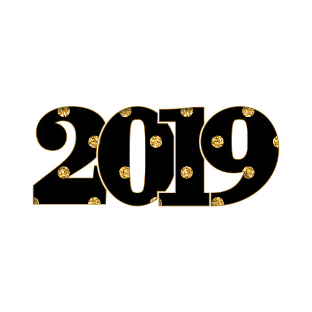 新年贺卡黑色数字2019金色波尔卡图片 新年贺卡黑色数字2019金色波尔卡图片下载