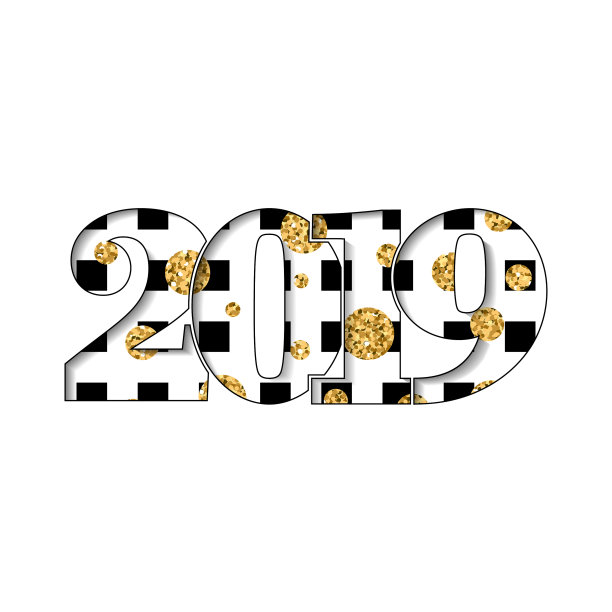 新年贺卡黑白数字2019黄金图片 新年贺卡黑白数字2019黄金图片下载