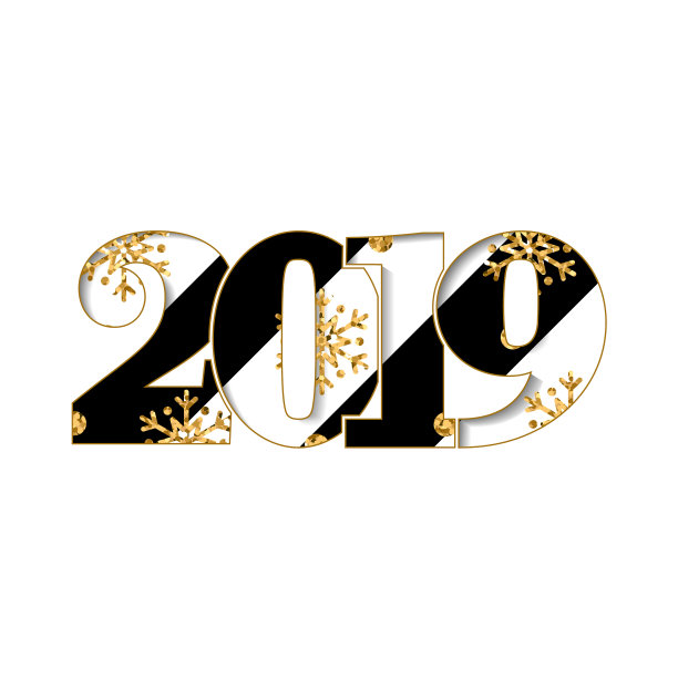 新年贺卡黑色条纹号码2019图片 新年贺卡黑色条纹号码2019图片下载