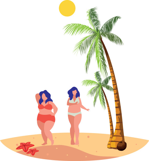 年轻的女孩夫妇在海滩夏天的场景图片 年轻的女孩夫妇在海滩夏天的场景图片下载