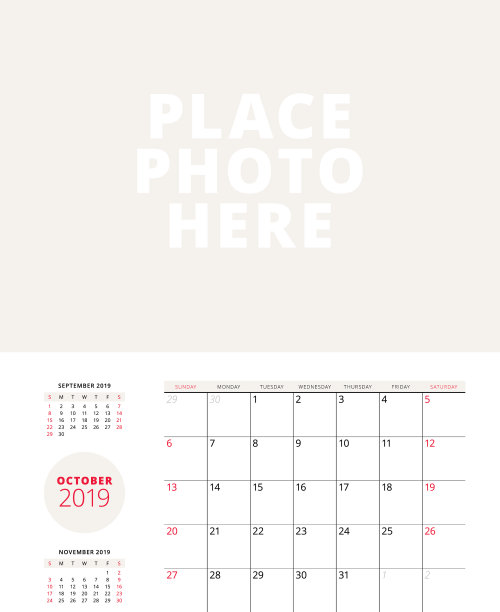 2019年10月的挂历计划器模板图片 2019年10月的挂历计划器模板图片下载