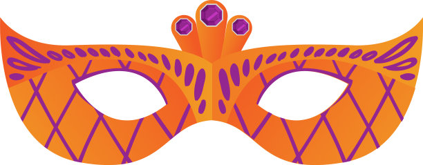 橙色狂欢喜庆面具配紫罗兰装饰图片 橙色狂欢喜庆面具配紫罗兰装饰图片下载