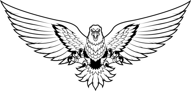 老鹰攻击吉祥物线条艺术图片 老鹰攻击吉祥物线条艺术图片下载