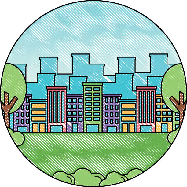 景观城市建筑树草圆标图片 景观城市建筑树草圆标图片下载