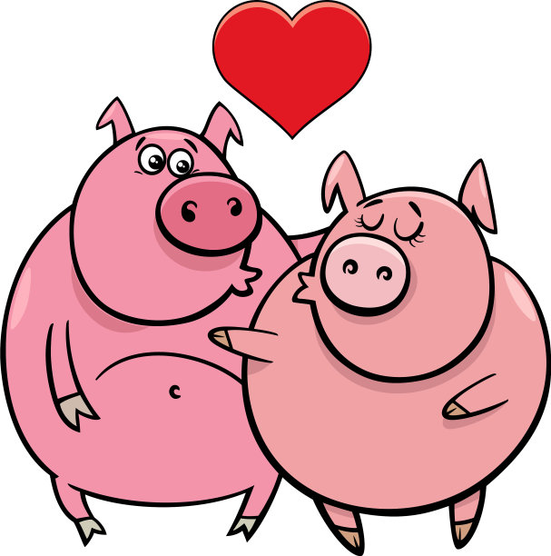 情人节卡片上写着恋爱中的猪图片 情人节卡片上写着恋爱中的猪图片下载