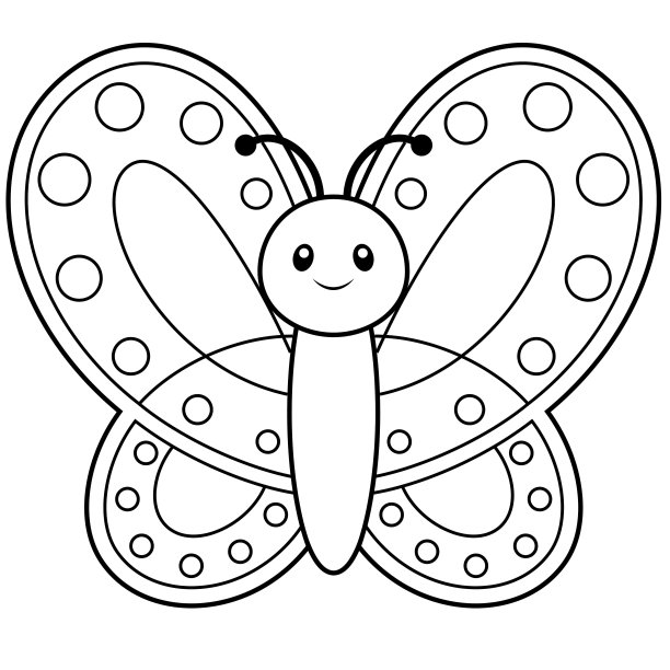 可爱的蝴蝶着色页上的白色矢量插图图片 可爱的蝴蝶着色页上的白色矢量插图图片下载