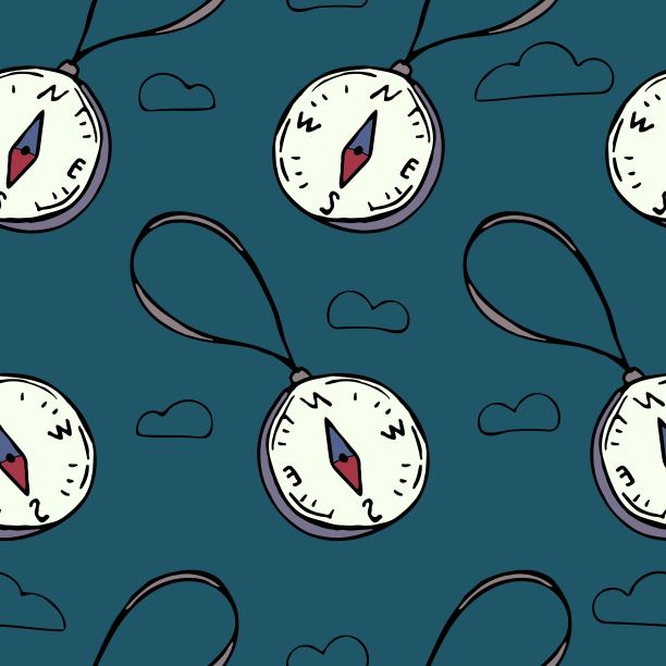 矢量无缝模式,指南针在蓝色背景图片 矢量无缝模式,指南针在蓝色背景图片下载