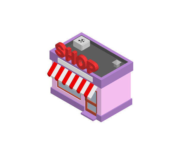 商店建筑隔离在白色背景3d图片 商店建筑隔离在白色背景3d图片下载