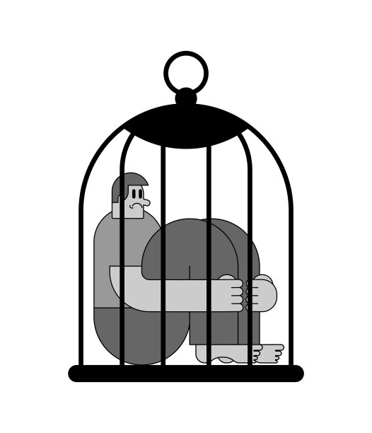 人在鸟笼孤立。囚禁和隔离的概念。图片 人在鸟笼孤立。囚禁和隔离的概念。图片下载