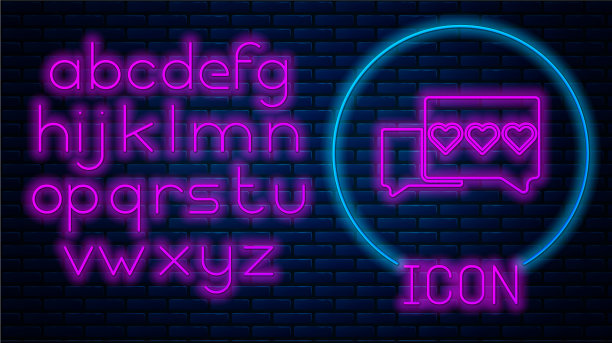 发光的霓虹灯和心脏图标孤立在砖块上图片 发光的霓虹灯和心脏图标孤立在砖块上图片下载