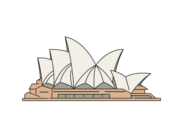 悉尼歌剧院著名的旅游地标素描图片 悉尼歌剧院著名的旅游地标素描图片下载