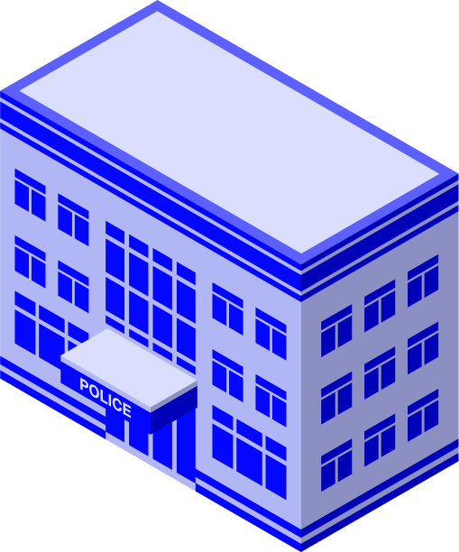 蓝色警察大楼图标等距风格图片 蓝色警察大楼图标等距风格图片下载