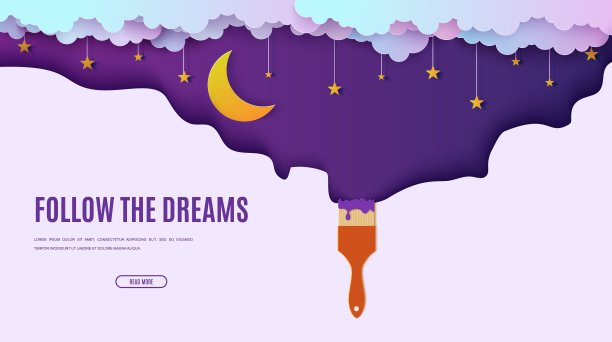 剪纸风格的夜空。剪出3d网站模板与紫色和蓝色梯度云雾景观与星星上的绳子和月亮剪纸艺术。矢量卡与画笔绘制和折纸云。图片 剪纸风格的夜空。剪出3d网站模板与紫色和蓝色梯度云雾景观与星星上的绳子和月亮剪纸艺术。矢量卡与画笔绘制和折纸云。图片下载