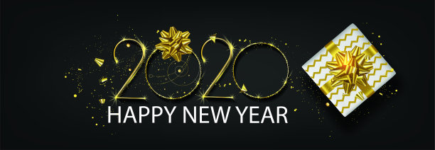 新年快乐2020金色和黑色的地方文字优雅的海报模板集图片 新年快乐2020金色和黑色的地方文字优雅的海报模板集图片下载