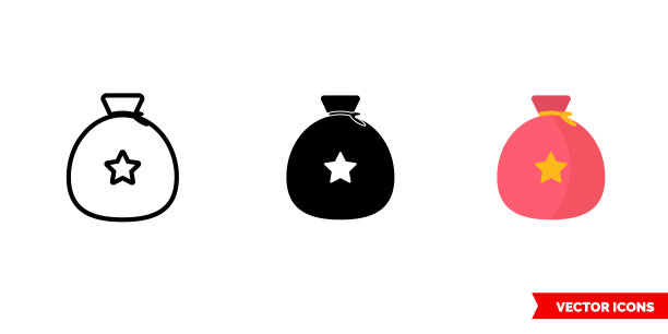 3种类型礼品袋图标孤立向量符号符号图片 3种类型礼品袋图标孤立向量符号符号图片下载