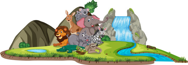 有许多野生动物和瀑布图片 有许多野生动物和瀑布图片下载