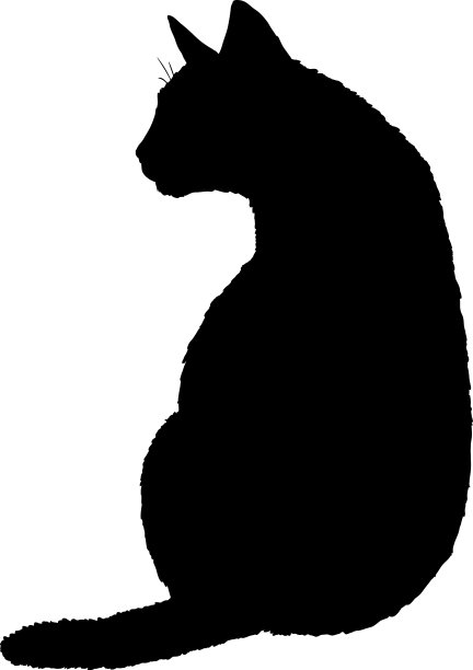 坐猫剪影黑猫标志图片 坐猫剪影黑猫标志图片下载