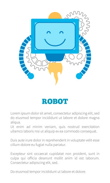 机器人微笑海报文本矢量插图图片 机器人微笑海报文本矢量插图图片下载