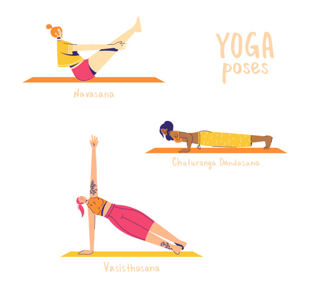 一组瑜伽姿势。女性角色练习瑜伽。瑜伽的概念。瑜伽姿势的信号。船头,侧板和船姿势。月19 - 21日30图片 一组瑜伽姿势。女性角色练习瑜伽。瑜伽的概念。瑜伽姿势的信号。船头,侧板和船姿势。月19 - 21日30图片下载