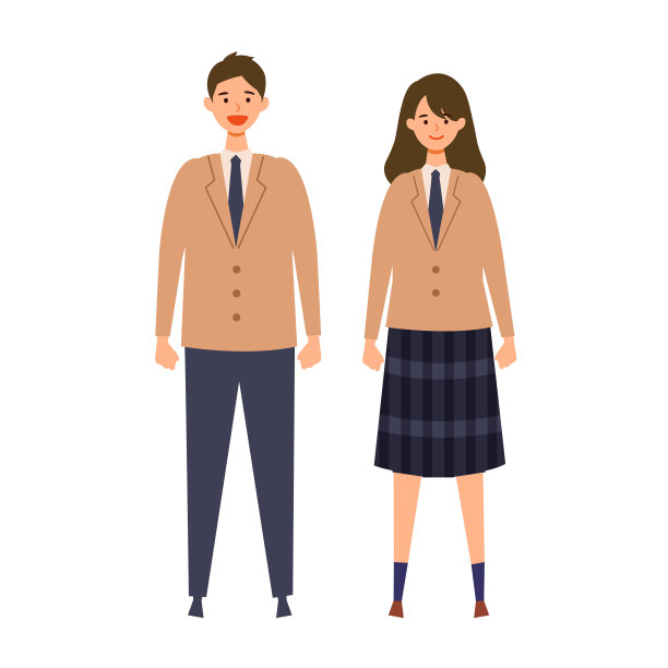 几个高中和初中的矢量学生。矢量插图的男孩和女孩在相同的颜色制服。图片 几个高中和初中的矢量学生。矢量插图的男孩和女孩在相同的颜色制服。图片下载