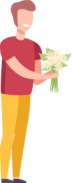 微笑的男人捧着花束过节图片 微笑的男人捧着花束过节图片下载
