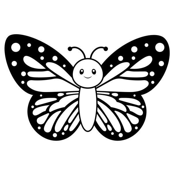 可爱的帝王蝶着色页上的白色矢量插图图片 可爱的帝王蝶着色页上的白色矢量插图图片下载