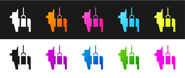 设置皮纳塔图标孤立的黑色和白色背景。墨西哥传统生日玩具。向量图片 设置皮纳塔图标孤立的黑色和白色背景。墨西哥传统生日玩具。向量图片下载