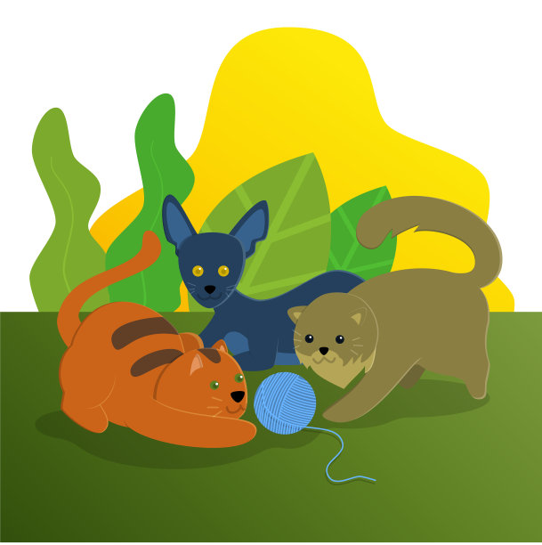 三只可爱的家猫玩毛线球扁图片 三只可爱的家猫玩毛线球扁图片下载