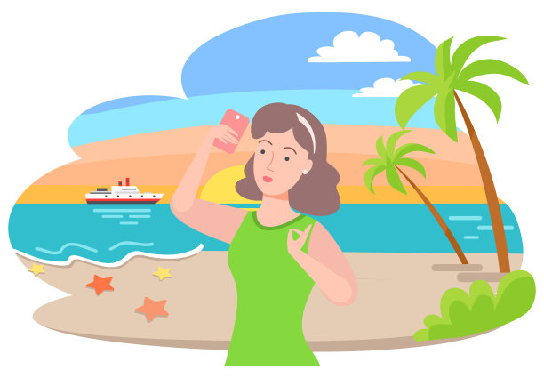 女孩自拍在海滩海边的形象图片 女孩自拍在海滩海边的形象图片下载