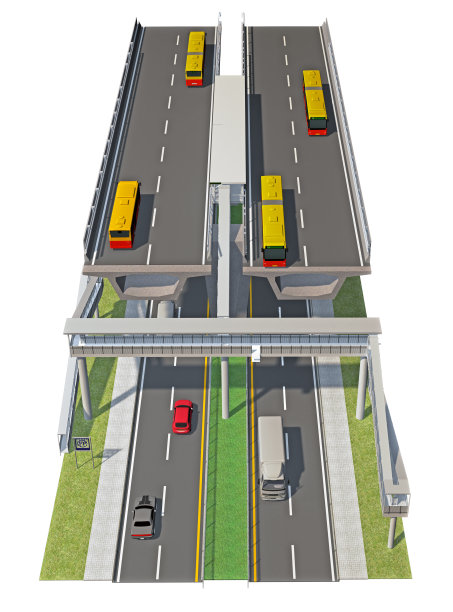 带有高架步道的两层道路的一部分图片 带有高架步道的两层道路的一部分图片下载